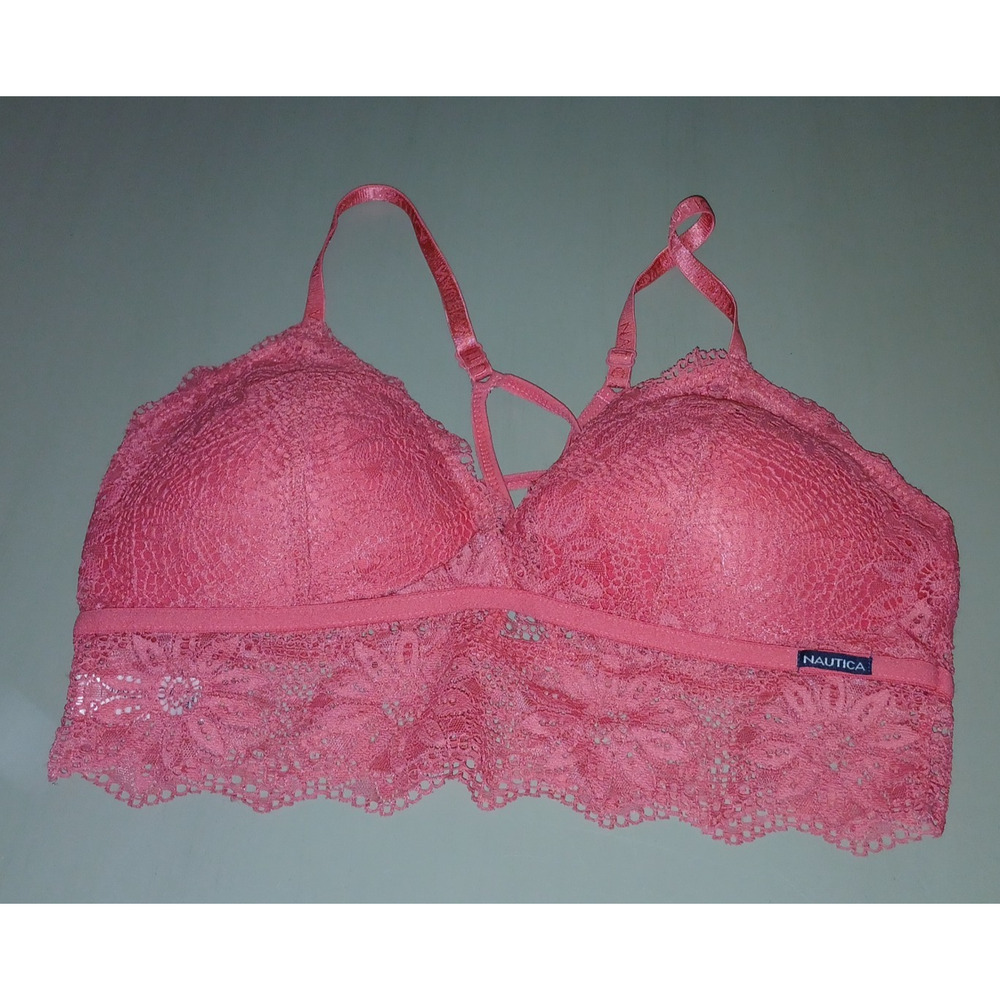 Juniors X/XL** Coral Lace Bralette Wire-Free Adj Softcore Athleisure Coquette